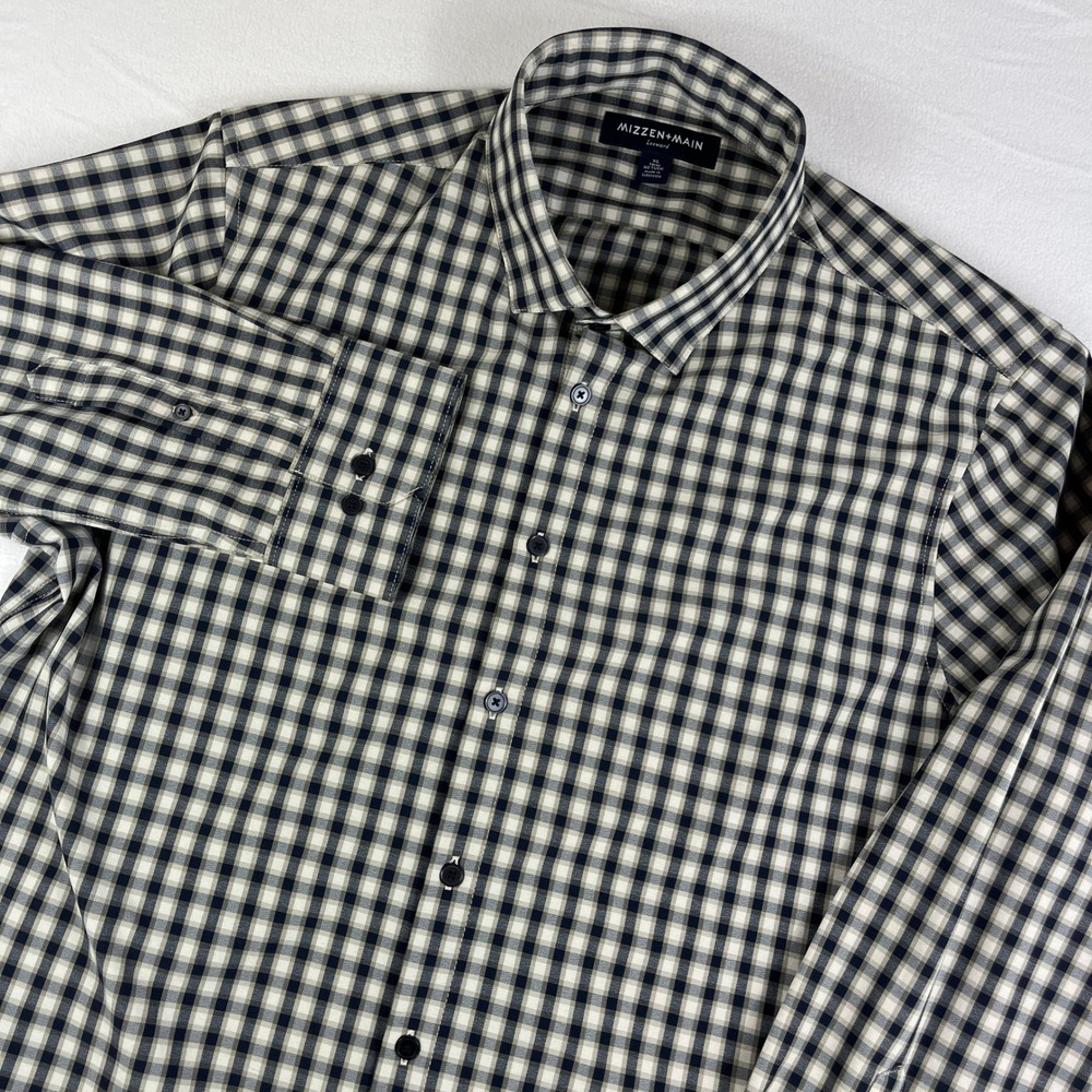 MIZZEN+MAIN Mens‎ XL Leeward Checkered Long Sleeve Button Down Shirt Trim Fit